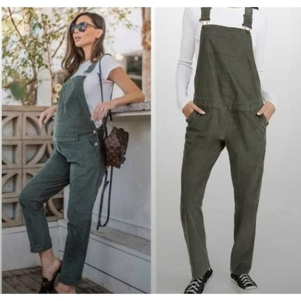 Hatch Olive-Style Women's Denim Overalls in Deep Green